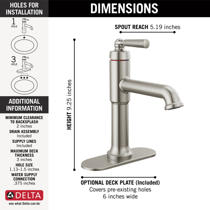 Delta Saylor 536 Single Handle Bathroom Faucet, stainless - view 2