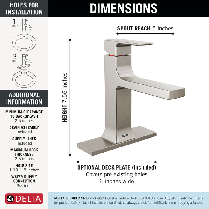 Delta Velum 537 Single Handle Bathroom Faucet, stainless - view 2