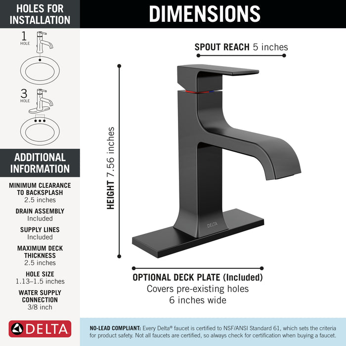 Delta Velum 539 Single Handle Bathroom Faucet, matte black - view 2