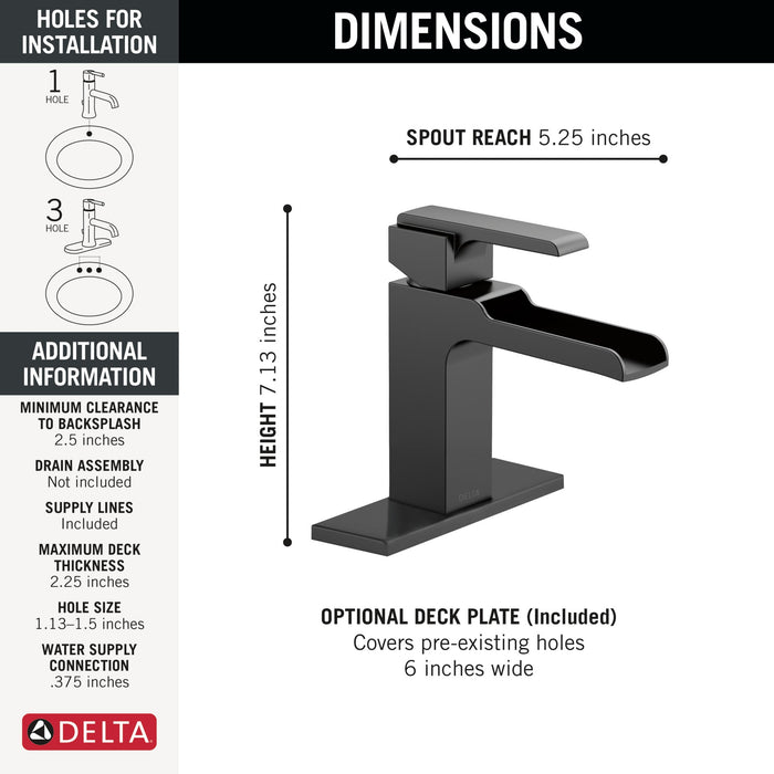 Delta Ara 568LF Single Handle Channel Bathroom Faucet, matte black 3 - view 5