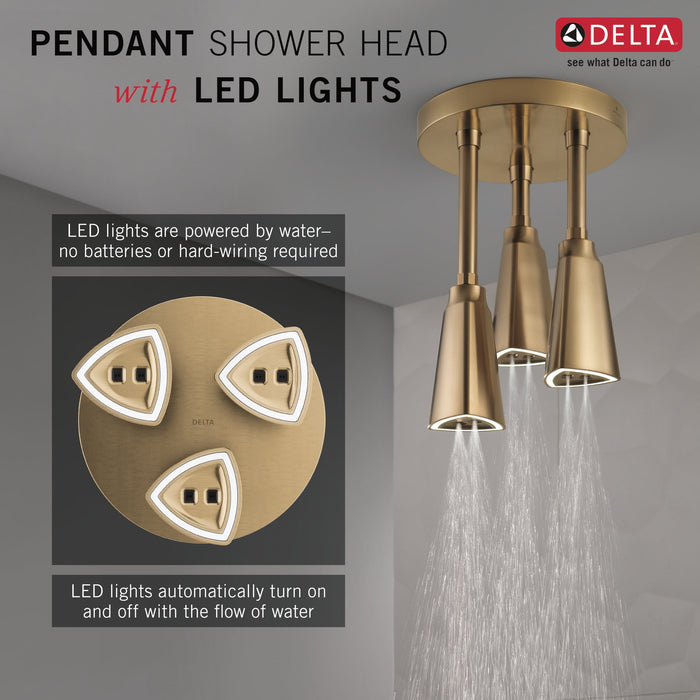 Delta Universal Showering Components 57140 H2OKINETIC Pendant Raincan Shower Head with LED Light