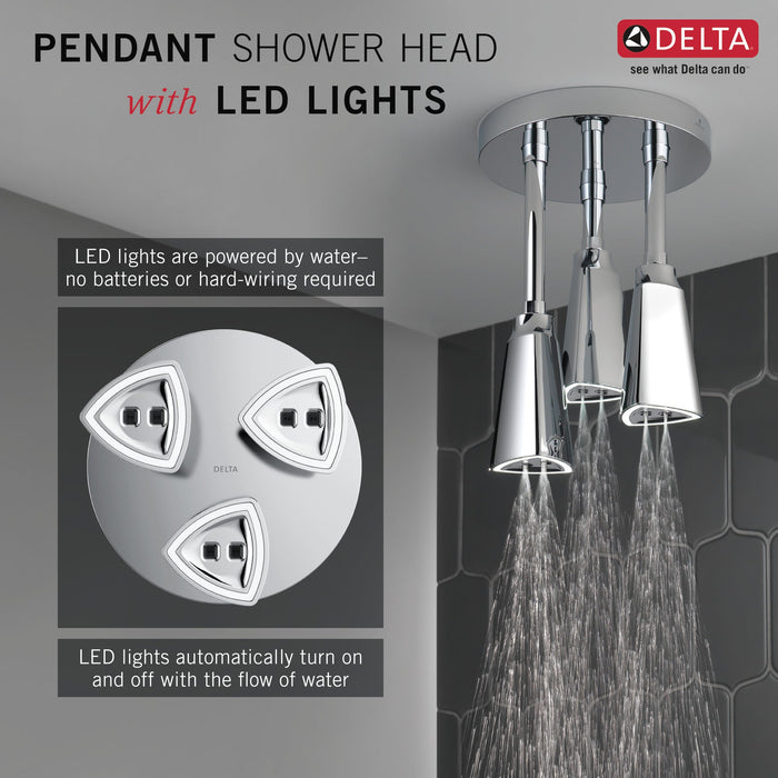 Delta Universal Showering Components 57140 H2OKINETIC Pendant Raincan Shower Head with LED Light