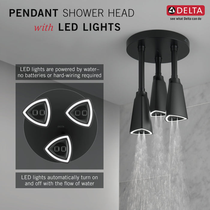 Delta Universal Showering Components 57140 H2OKINETIC Pendant Raincan Shower Head with LED Light
