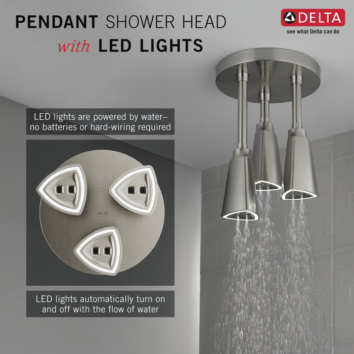 Delta Universal Showering Components 57140 H2OKINETIC Pendant Raincan Shower Head with LED Light