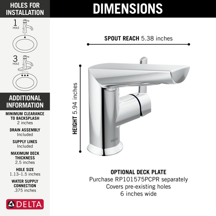 Delta Galeon 572 Single Handle Bathroom Faucet, lumicoat chrome - view 2