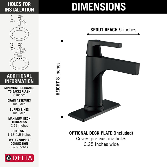 Delta Zura 574T Touch2O Bathroom Faucet with Touchless Technology, matte black - view 2