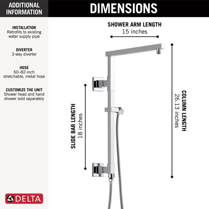 Delta Universal Showering Components 58410 Shower Column 18" Angular, lumicoat chrome - view 2