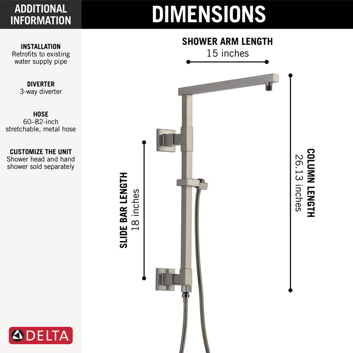 Delta Universal Showering Components 58410 Shower Column 18" Angular, lumicoat stainless - view 2