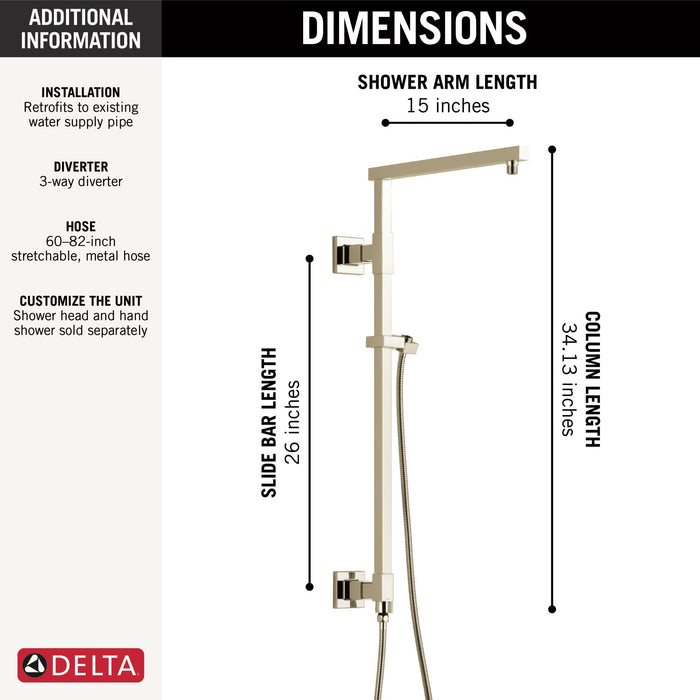Delta Universal Showering Components 58420 Shower Column 26" Angular, lumicoat polished nickel - view 2
