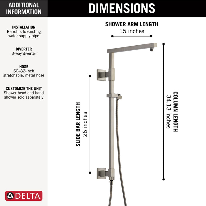 Delta Universal Showering Components 58420 Shower Column 26" Angular, lumicoat stainless - view 3