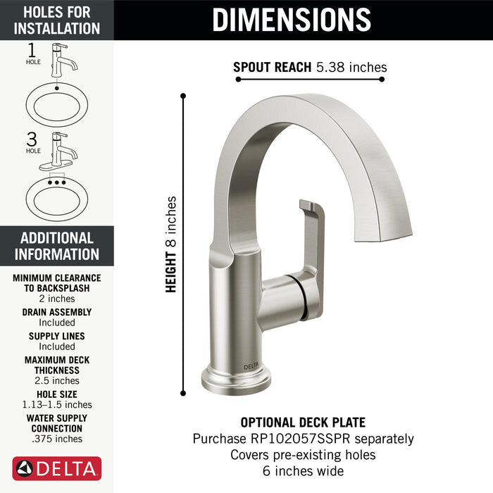 Delta Tetra 588SH Single Handle Bathroom Faucet, lumicoat stainless - view 2