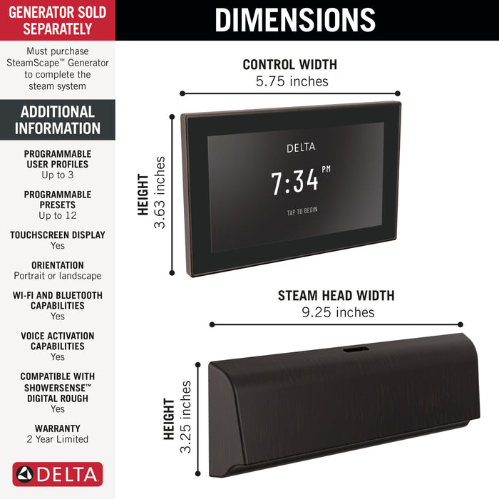 Delta Universal Showering Components 5CB Unilateral Digital Steam Package, venetian bronze - view 2