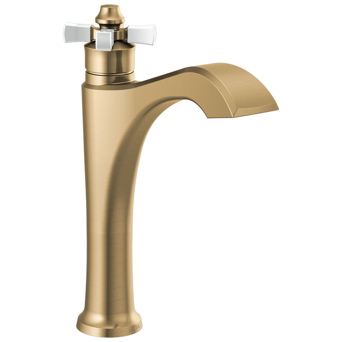 Delta Dorval 657 Single Handle Mid-Height Vessel Bathroom Faucet, champagne bronze porcelain