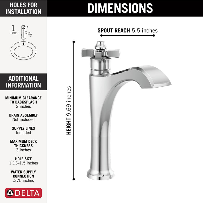 Delta Dorval 657 Single Handle Mid-Height Vessel Bathroom Faucet, chrome - view 2
