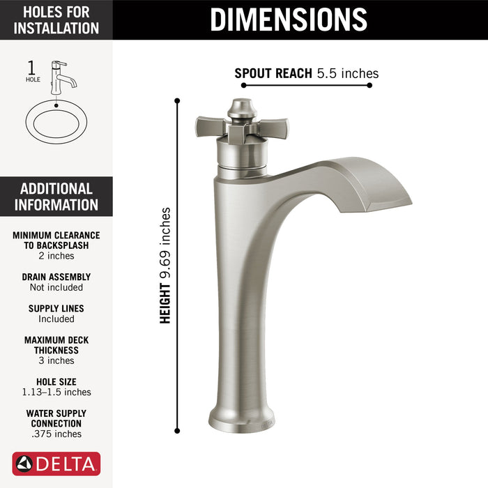 Delta Dorval 657 Single Handle Mid-Height Vessel Bathroom Faucet, stainless - view 2