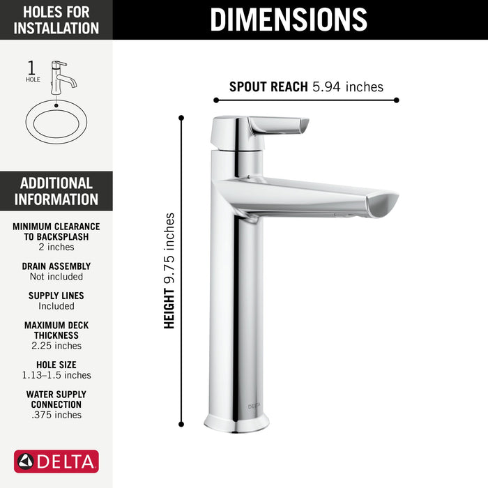 Delta Galeon 671 Single Handle Mid-Height Bathroom Faucet, lumicoat chrome - view 2