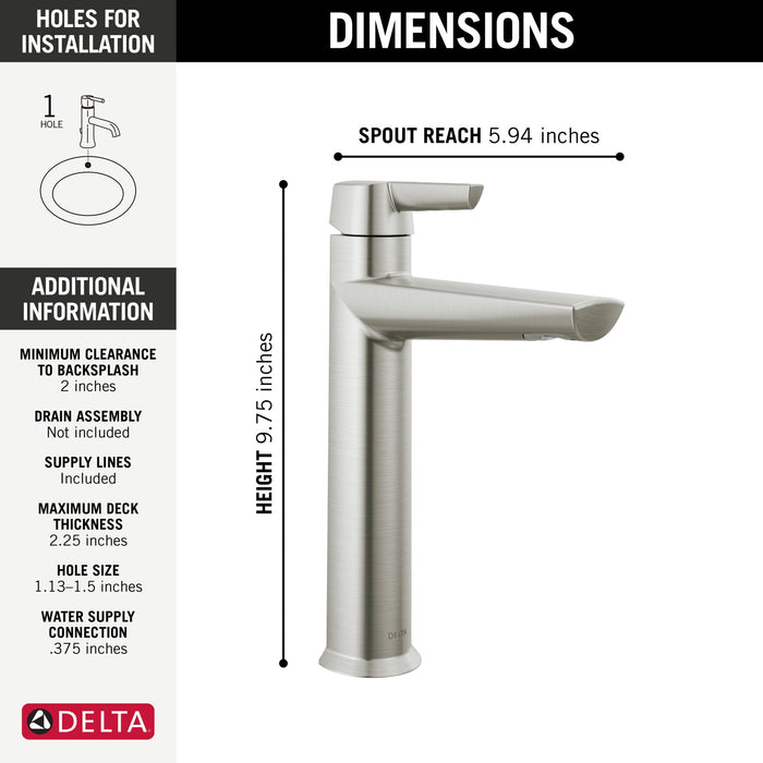 Delta Galeon 671 Single Handle Mid-Height Bathroom Faucet, lumicoat stainless - view 2