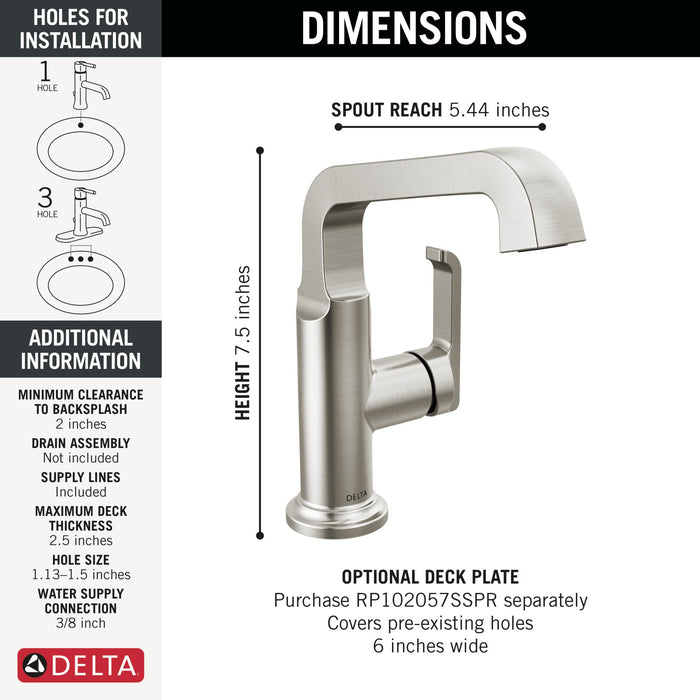 Delta Tetra 689 Single Handle Mid-Height Vessel Bathroom