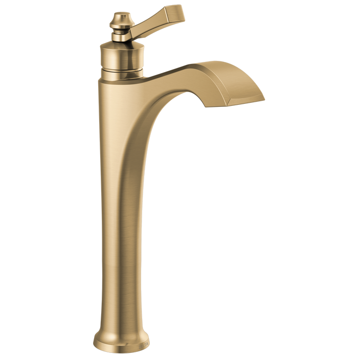 Delta Dorval™: Single Handle Vessel Bathroom Faucet - Less Handle, champagne bronze