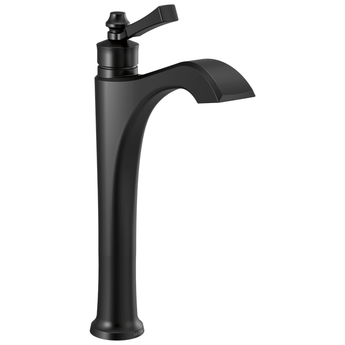 Delta Dorval™: Single Handle Vessel Bathroom Faucet - Less Handle, matte black
