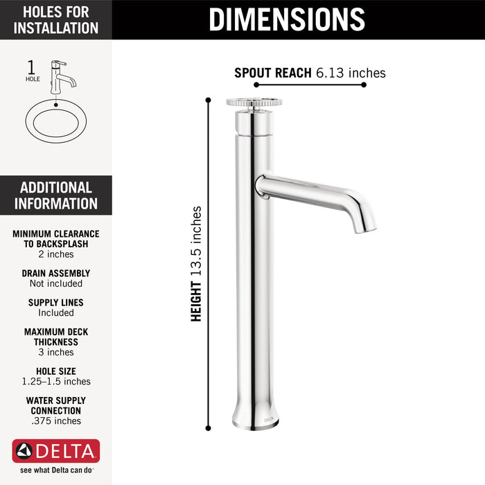 Delta Trinsic 758 Single Handle Vessel Bathroom Faucet, chrome - view 2