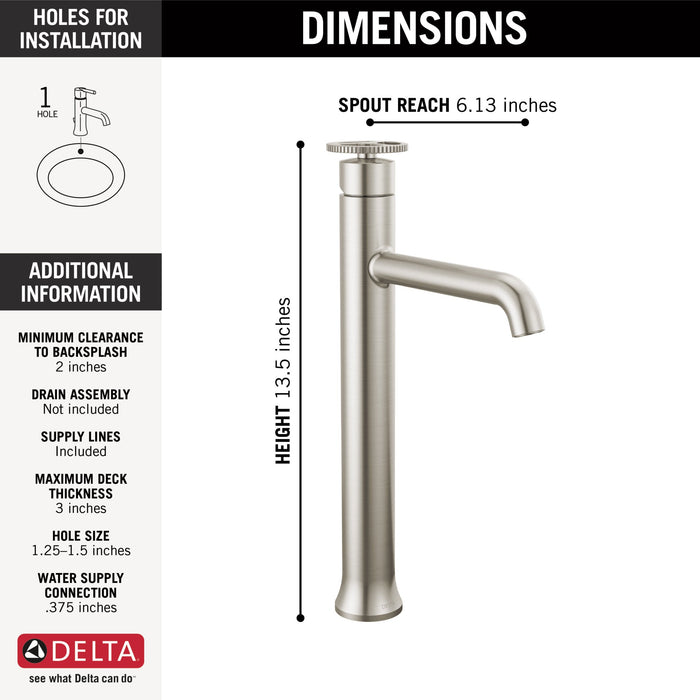 Delta Trinsic 758 Single Handle Vessel Bathroom Faucet, stainless - view 2