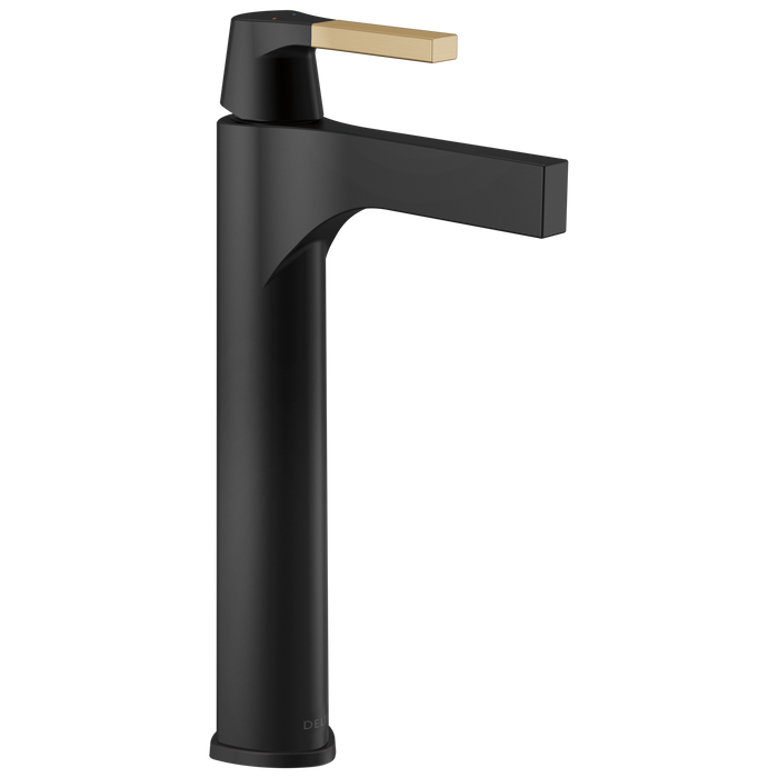 Delta Zura 774 Single Handle Vessel Bathroom Faucet, matte black champagne bronze
