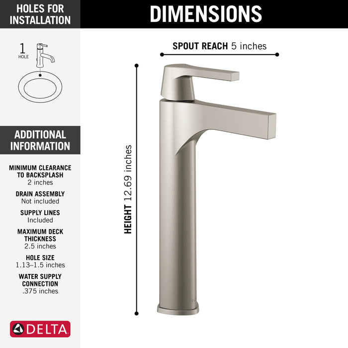 Delta Zura 774 Single Handle Vessel Bathroom Faucet, stainless - view 2