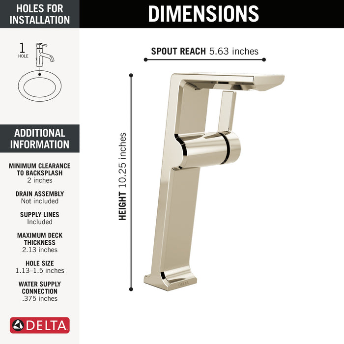 Delta Pivotal 799 Single Handle Vessel Bathroom Faucet, lumicoat polished nickel - view 4