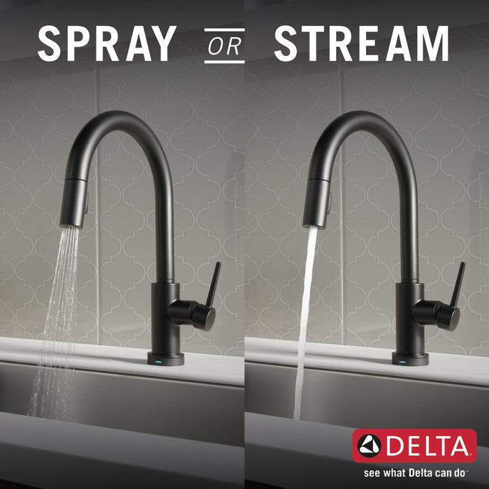 Delta Trinsic 9159TV VoiceIQ Single-Handle Pull-Down Kitchen Faucet with TouchTouch 2O Technology, matte black - view 3