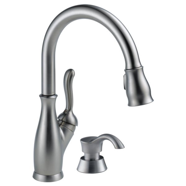 Delta Leland 9178 Single Handle Pull-Down Kitchen Faucet with ShieldSpray Technology, arctic stainless - view 2