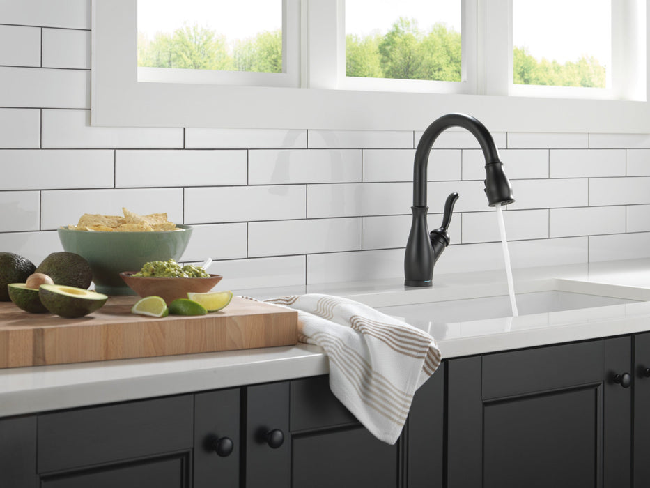 Delta Leland 9178T Single Handle Pull-Down Kitchen Faucet with TouchTouch 2O and ShieldSpray Technologies, matte black -...