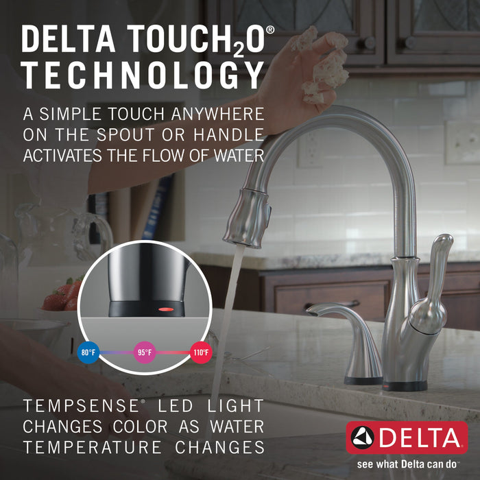 Delta Leland: VoiceIQ Single Handle Pull-Down Faucet with Touch2O Technology, arctic stainless - view 5