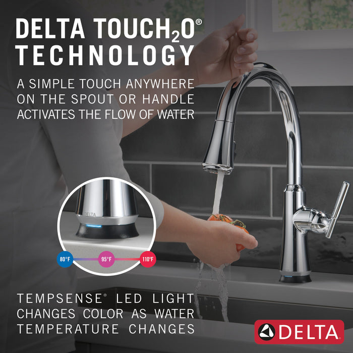 Delta Coranto 9179T Single Handle Pull-Down Kitchen Faucet with TouchTouch 2O Technology, chrome - view 5