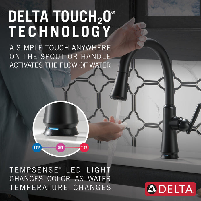 Delta Coranto 9179T Single Handle Pull-Down Kitchen Faucet with TouchTouch 2O Technology, matte black - view 5