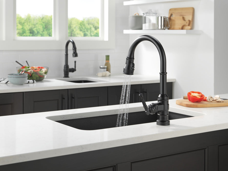 Delta Broderick 9190T Single Handle Pull-Down Kitchen Faucet With TouchTouch 2O Technology, matte black - view 5