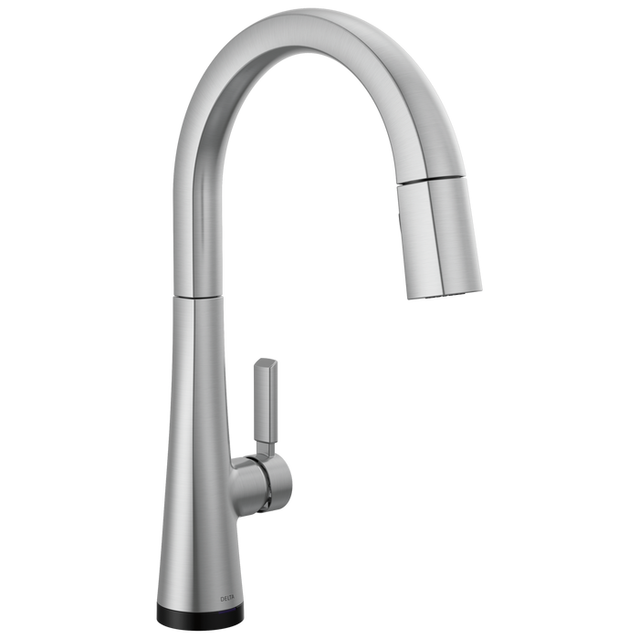 Delta Monrovia: Single Handle Pull-Down Kitchen Faucet With Touch2O Technology, lumicoat arctic stainless