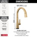 Delta Monrovia: Single Handle Pull-Down Kitchen Faucet With Touch2O Technology, lumicoat champagne bronze - view 3