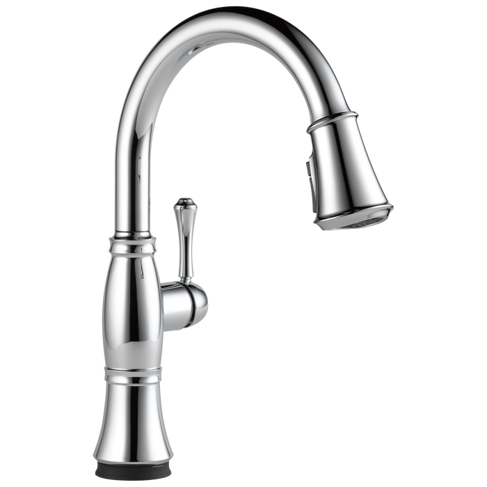 Delta Cassidy™: Single Handle Pull-Down Kitchen Faucet with Touch<sub>2</sub>O and ShieldSpray Technologies, lumicoat chrome