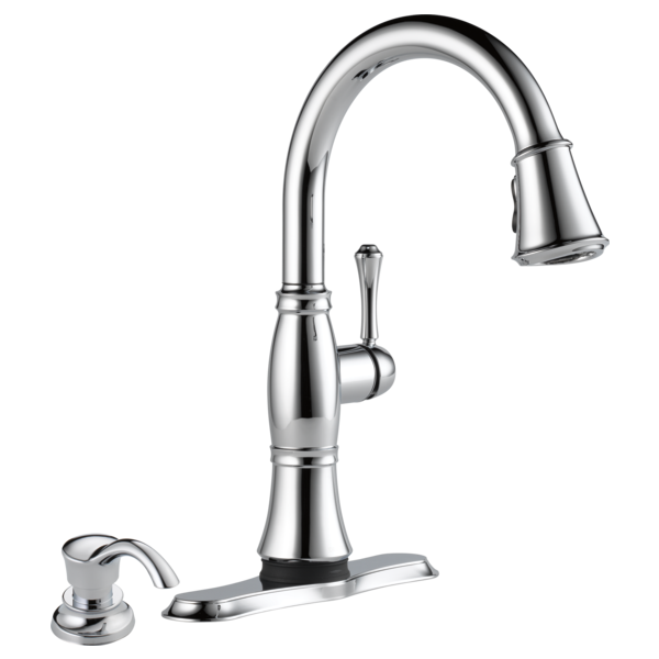 Delta Cassidy™: Single Handle Pull-Down Kitchen Faucet with Touch<sub>2</sub>O and ShieldSpray Technologies, lumicoat...