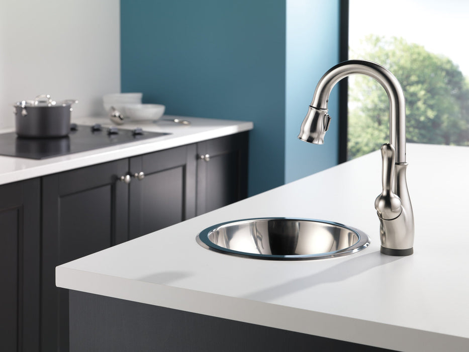 Delta Leland 9678T Single Handle Pull-Down Bar / Prep Faucet with TouchTouch 2O Technology, spotshield stainless - view 4