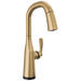 Delta Stryke 9976T Single Handle Pull-Down Bar/Prep Faucet with TouchTouch 2O Technology, lumicoat champagne bronze