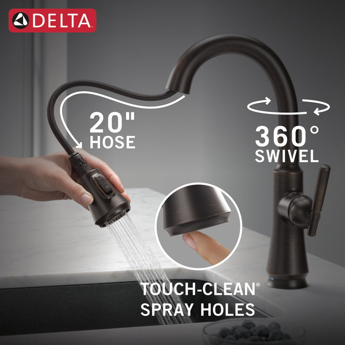 Delta Coranto 9979T Single Handle Pull-Down Bar/Prep Faucet with TouchTouch 2O Technology, venetian bronze - view 4