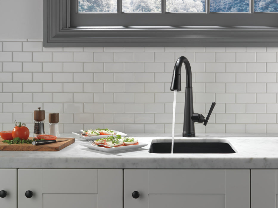 Delta Emmeline: Single Handle Pull Down Bar/Prep Faucet with Touch2O Technology, matte black - view 5