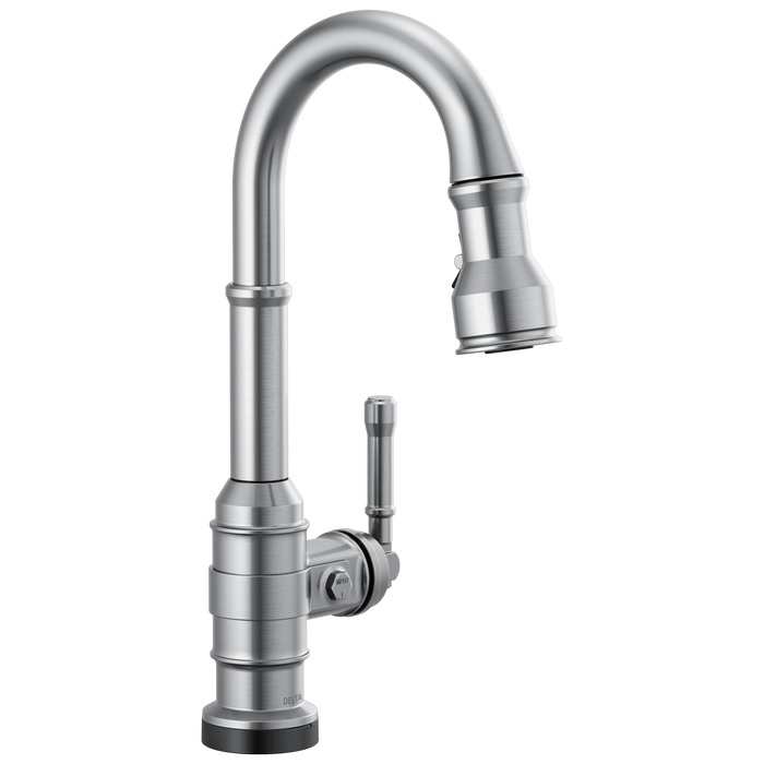 Delta Broderick 9990T Single Handle Pull-Down Bar/Prep Faucet with TouchTouch 2O Technology, arctic stainless