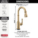 Delta Broderick 9990T Single Handle Pull-Down Bar/Prep Faucet with TouchTouch 2O Technology, champagne bronze - view 3
