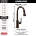 Delta Broderick 9990T Single Handle Pull-Down Bar/Prep Faucet with TouchTouch 2O Technology, venetian bronze - view 3