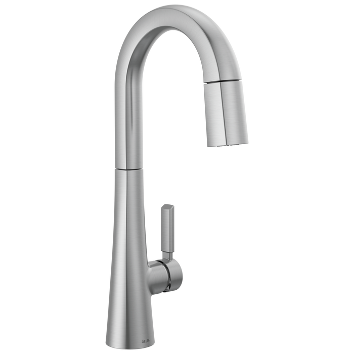 Delta Monrovia 9991 Single Handle Pull-Down Bar/Prep Faucet, lumicoat arctic stainless