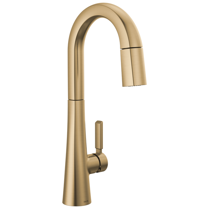 Delta Monrovia 9991 Single Handle Pull-Down Bar/Prep Faucet, lumicoat champagne bronze