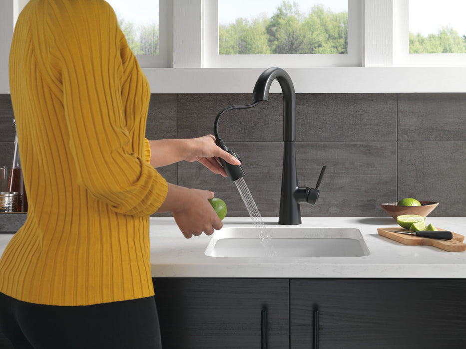 Delta Monrovia 9991 Single Handle Pull-Down Bar/Prep Faucet, matte black - view 4